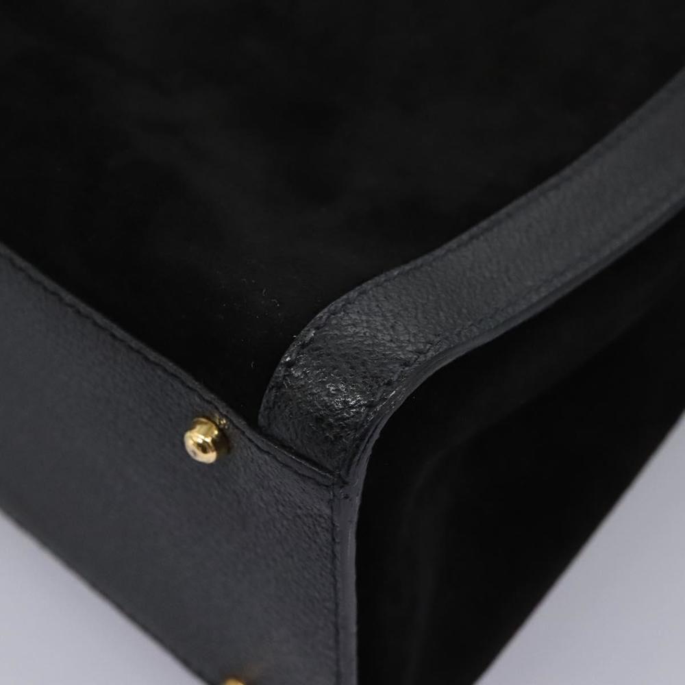 GUCCI Bamboo Hand Bag Suede Black Gold 002 2853 0260 0 Auth fm4365 - Picture 11 of 16